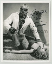 2j1302 ROBERT CLARKE signed 8x10 REPRO still '90s in Sun Demon monster makeup kneeling over girl!