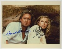 2j1311 ROMANCING THE STONE signed color 8x10 REPRO still '84 by Michael Douglas AND Kathleen Turner!