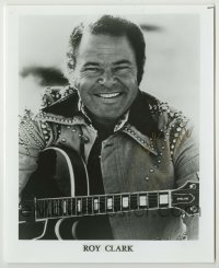 2j1316 ROY CLARK signed 8x10 REPRO still '90s smiling c/u of the country singer with his guitar!