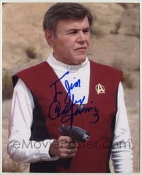 2j1362 WALTER KOENIG signed color 8x10 REPRO still '90s great close up as Star Trek's Chekov w/ gun!