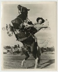 2j0654 WILD BILL ELLIOTT signed 8.25x10 still '40s full-length cowboy portrait on rearing horse!