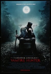 2j0662 ABRAHAM LINCOLN: VAMPIRE HUNTER signed style A int'l advance DS 1sh '12 by 3 stars + author!
