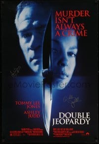 2j0669 DOUBLE JEOPARDY signed DS 1sh '99 by BOTH Tommy Lee Jones AND Ashley Judd!