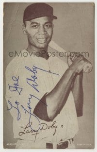 2j0119 LARRY DOBY signed 4x6 arcade card '40s by the African American Hall of Fame baseball player!