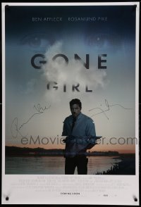 2j0675 GONE GIRL signed DS int'l C advance 1sh '14 by Pike AND Fincher, who added Hitler mustache!
