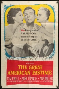 2j0154 GREAT AMERICAN PASTIME signed 1sh '56 by Ann Miller, who's w/ith Tom Ewell & Anne Francis!