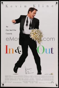 2j0679 IN & OUT signed 1sh '97 by Kevin Kline, great image of him dancing with flowers!