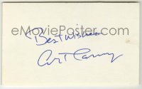 2j0752 ART CARNEY signed 3x5 index card '80s it can be framed & displayed with a still!