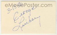 2j0761 GEORGE LINDSEY signed 3x5 index card '86 it can be framed & displayed with a still!