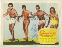 2j0301 GIDGET GOES HAWAIIAN signed LC '61 by Michael Callan, who's with top cast on surfboards!