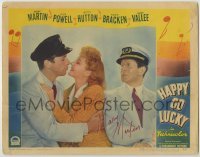 2j0307 HAPPY GO LUCKY signed LC '43 by Mary Martin, who's between Rudy Vallee & Dick Powell!
