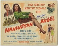 2j0231 MANHATTAN ANGEL signed TC '48 by Gloria Jean, love gets hep with that teen-age pep!
