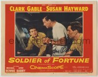 2j0386 SOLDIER OF FORTUNE signed LC #6 '55 by Gene Barry, who's with Michael Rennie & Clark Gable!