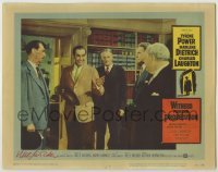2j0415 WITNESS FOR THE PROSECUTION signed LC #4 '58 by Billy Wilder, c/u of Tyrone Power & Laughton!