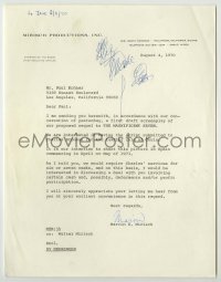 2j0036 MARVIN MIRISCH signed letter '70 he wanted Charles Bronson for Chris in Magnificent Seven II!