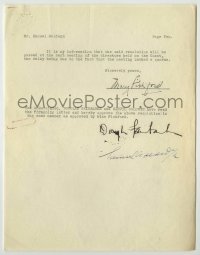 2j0019 MARY PICKFORD/DOUGLAS FAIRBANKS/SAMUEL GOLDWYN signed letter '38 United Artists business!