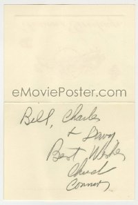 2j0103 CHUCK CONNORS signed 3x4 greeting card '70s it can be framed with an original or repro still!