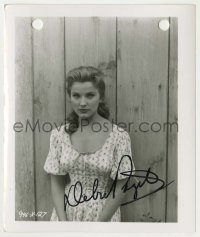2j0482 DEBRA PAGET signed 4.25x5 key book still '56 close up standing against wall in Love Me Tender