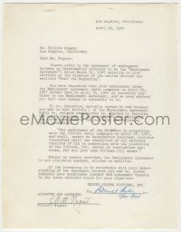2j0045 ELLIOTT NUGENT signed 9x11 contract '47 changing when he would start directing My Girl Tisa!