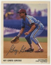 2j0859 GREG GROSS signed 5x6 trading card '88 the Philadelphia Phillies baseball team first baseman!
