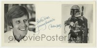 2j0108 JEREMY BULLOCH signed 4x9 fan club card '00s portraits as Star Wars' Boba Fett & as himself!