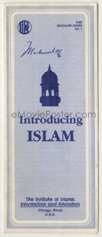 2j0107 MUHAMMAD ALI signed 4x9 brochure '80s on the cover of an Introducing Islam brochure!