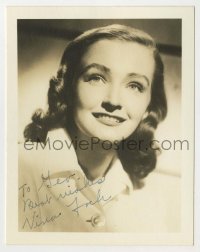 2j0175 NINA FOCH signed 4x5 photo '40s smiling head & shoulders portrait of the pretty star!