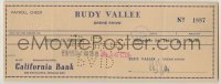 2j0065 RUDY VALLEE signed 3x9 canceled check '45 he paid $38.46 to Edward G. Rehnborg!