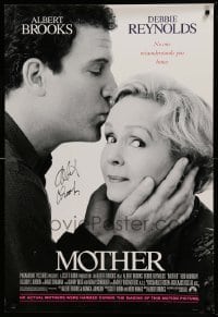 2j0684 MOTHER signed 1sh '96 by Albert Brooks, who's kissing mom Debbie Reynolds' forehead!