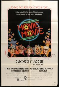 2j0156 MOVIE MOVIE signed 1sh '78 by BOTH Art Carney AND George C. Scott, Stanley Donen classic!