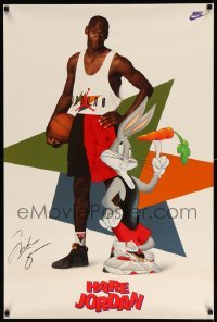 2j0708 MICHAEL JORDAN signed 24x36 special '92 the basketball legend posing w/ Bugs Bunny for Nike!