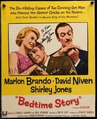 2j0010 BEDTIME STORY signed WC '64 by Shirley Jones, who's with Marlon Brando & David Niven!