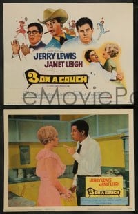 2k029 3 ON A COUCH 8 LCs '66 screwy Jerry Lewis, Janet Leigh, James Best, Gila Golan!