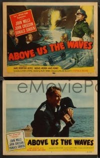 2k032 ABOVE US THE WAVES 8 LCs '56 John Mills & English WWII sailors in ship sunk by submarine!