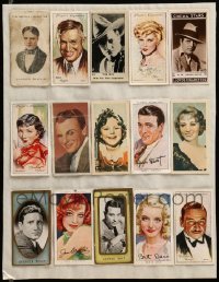 2m086 LOT OF 15 ENGLISH CIGARETTE CARDS '30s photos & art of top Hollywood stars, most in color!