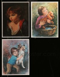 2m089 LOT OF 3 BLANE 8X10 ITALIAN ART PRINTS '70s cute images of children and their beloved dogs!