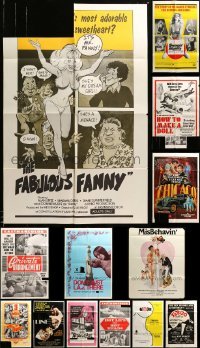 2m284 LOT OF 18 FOLDED SEXPLOITATION ONE-SHEETS '60s-70s great images from sexy movies!