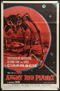 2p043 ANGRY RED PLANET 1sh '60 great art of gigantic drooling bat-rat-spider creature!