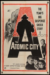2p055 ATOMIC CITY 1sh '52 Cold War nuclear scientist Gene Barry in the big suspense shock story!