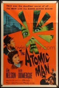 2p056 ATOMIC MAN 1sh '56 wacky image of the man they called the Human Bomb, plus Faith Domergue!