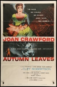 2p057 AUTUMN LEAVES 1sh '56 Cliff Robertson was young & eager and Joan Crawford was lonely!