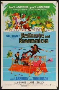 2p079 BEDKNOBS & BROOMSTICKS 1sh '71 Walt Disney, Angela Lansbury, great cartoon art!