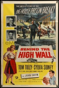 2p081 BEHIND THE HIGH WALL 1sh '56 Tom Tully, Sylvia Sidney, big house prison break!