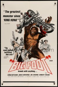 2p096 BIGFOOT 1sh '71 great artwork of the legendary monster tossing motorcycle!