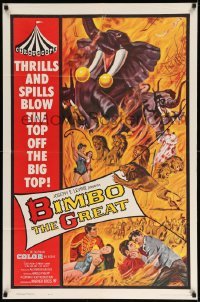 2p099 BIMBO THE GREAT 1sh '61 Rivalen der Manege, German circus, action-packed big top artwork!