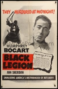 2p103 BLACK LEGION 1sh R56 great images of Bogart, Dick Foran, Ku Klux Klan!