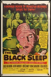 2p106 BLACK SLEEP 1sh '56 Lon Chaney Jr. holding his victim, Bela Lugosi, Tor Johnson