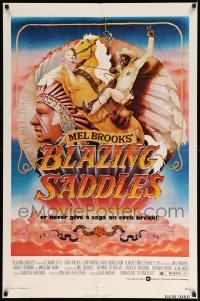 2p107 BLAZING SADDLES 1sh '74 Mel Brooks western, art of Cleavon Little by Alvin & Goldschmidt!