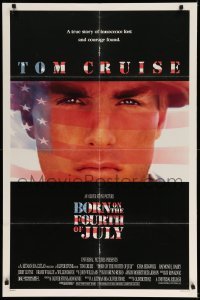 2p122 BORN ON THE FOURTH OF JULY DS 1sh '89 Oliver Stone, great patriotic image of Tom Cruise!