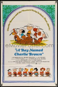 2p124 BOY NAMED CHARLIE BROWN 1sh '70 baseball art of Snoopy & the Peanuts by Charles M. Schulz!